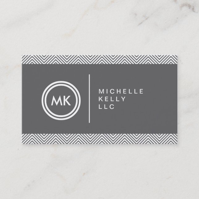 INITIALS LOGO with CHEVRON PATTERN 1 Business Card (Front)