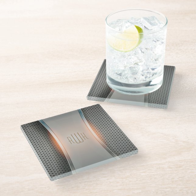 Initials | Men's Professional Personalize Gifts Glass Coaster (Angled)