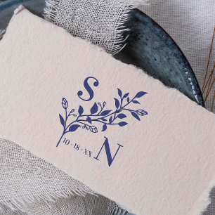 Initials Modern Wildflowers Wedding Chic Branches Rubber Stamp