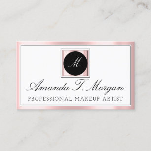 Initials Monogram Event Planner Pink Framed White Business Card