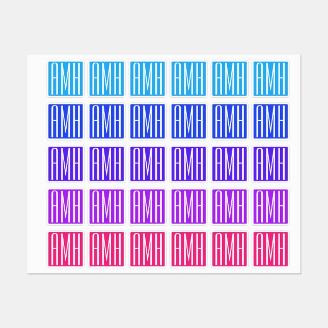 Initials Monogram | Multi Bright Colours v2 (Sheet)