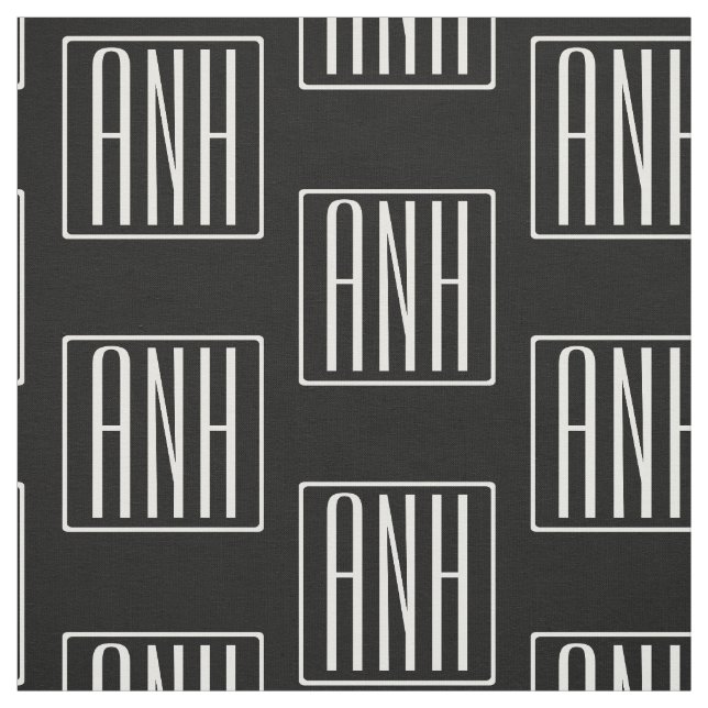 Initials Monogram | White On Black Fabric (Swatch)