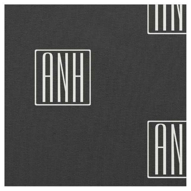 Initials Monogram | White On Black Fabric (Close Up)