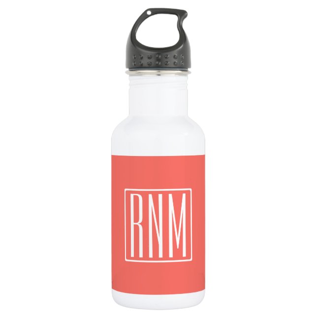 Initials Monogram | White On Coral 532 Ml Water Bottle (Front)