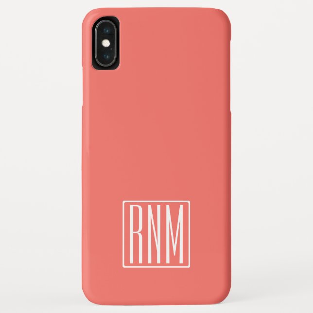 Initials Monogram | White On Coral Case-Mate iPhone Case (Back)