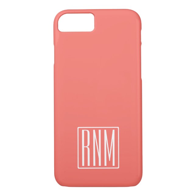 Initials Monogram | White On Coral Case-Mate iPhone Case (Back)