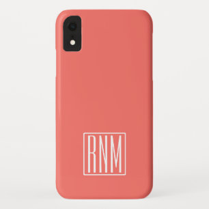 Initials Monogram   White On Coral iPhone XR Case