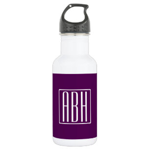 Initials Monogram White On Deep Purple 532 Ml Water Bottle