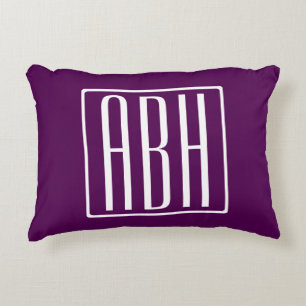 Initials Monogram White On Deep Purple Accent Pillow