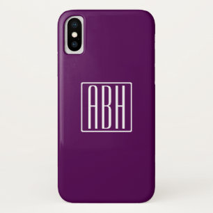 Initials Monogram   White On Deep Purple Case-Mate iPhone Case