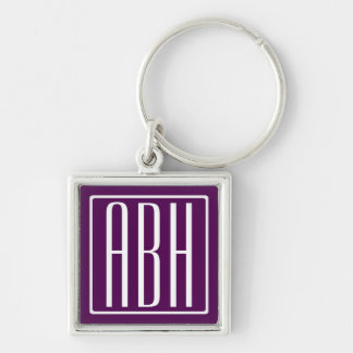 Initials Monogram | White On Deep Purple Keychain