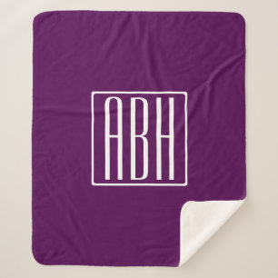 Initials Monogram   White On Deep Purple Sherpa Blanket
