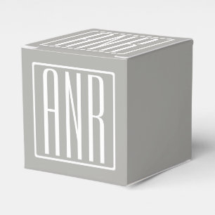 Initials Monogram White On Light Grey Favor Box