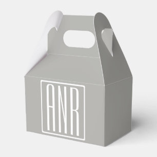 Initials Monogram White On Light Grey Favor Box