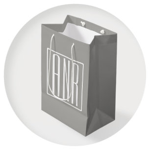 Initials Monogram   White On Light Grey Medium Gift Bag