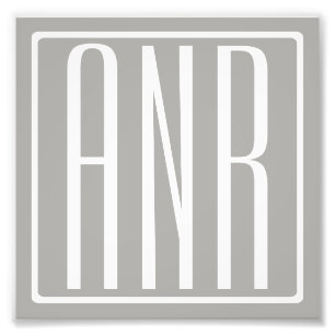 Initials Monogram White On Light Grey Photo Print
