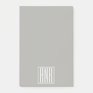 Initials Monogram White On Light Grey Post-it Notes