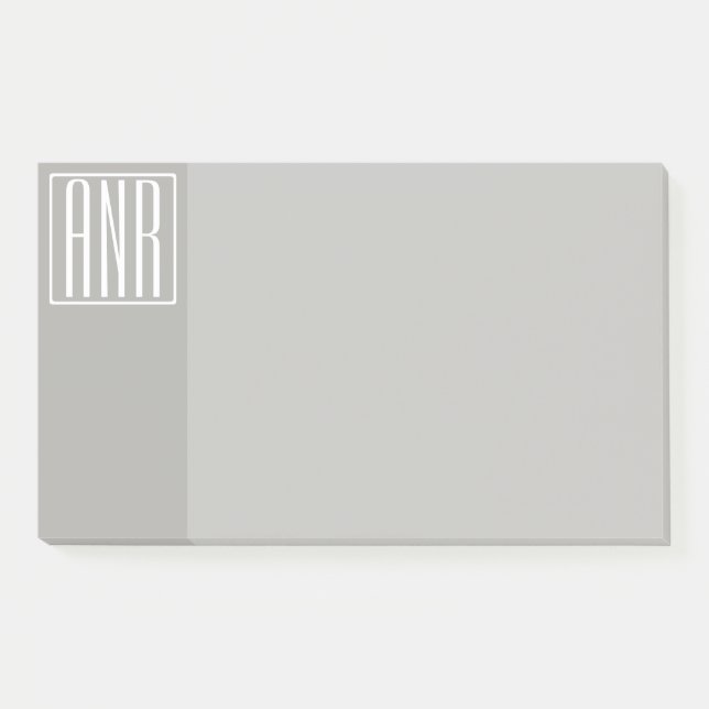 Initials Monogram | White On Light Grey Post-it Notes (Front)