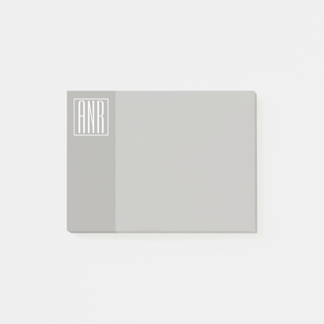 Initials Monogram | White On Light Grey Post-it Notes (Front)
