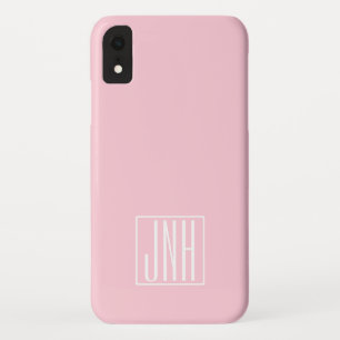 Initials Monogram   White On Light Pink iPhone XR Case