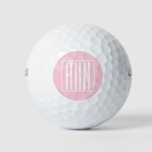 Initials Monogram   White On Light Pink Golf Balls