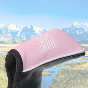 Initials Monogram White On Light Pink Golf Head Cover