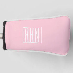 Initials Monogram   White On Light Pink Golf Head Cover