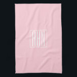Initials Monogram | White On Light Pink Kitchen Towel<br><div class="desc">Soft light pink with your custom monogram...  upbeat & modern.</div>