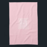 Initials Monogram | White On Light Pink Kitchen Towel<br><div class="desc">Soft light pink with your custom monogram...  upbeat & modern.</div>