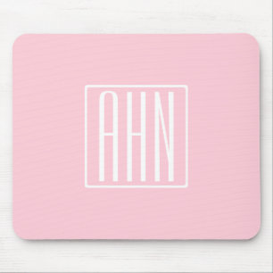 Initials Monogram   White On Light Pink Mouse Pad