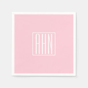 Initials Monogram White On Light Pink Napkin