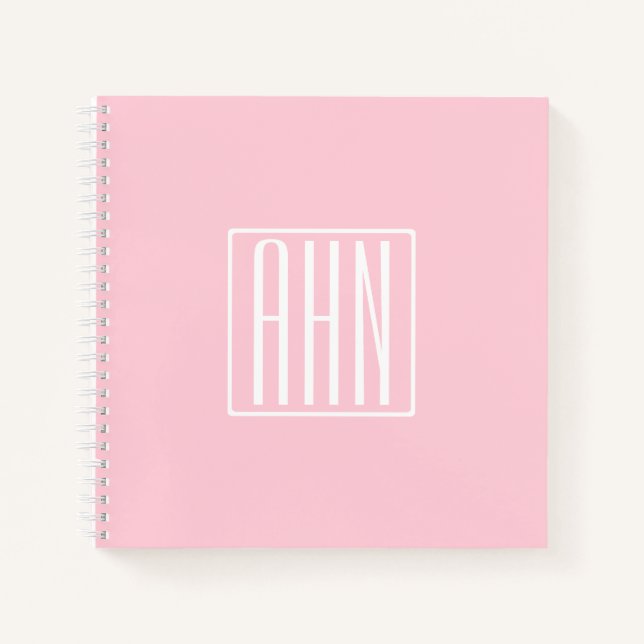 Initials Monogram | White On Light Pink Notebook (Front)