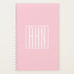 Initials Monogram | White On Light Pink Planner<br><div class="desc">Soft light pink with your custom monogram...  upbeat & modern.</div>