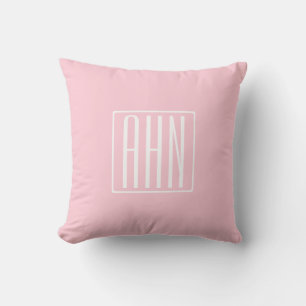 Initials Monogram   White On Light Pink Throw Pillow