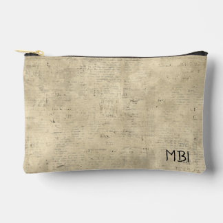 Initials old newspaper scrapbook background accessory pouch