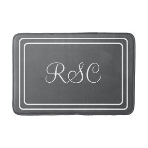 Initials or name dark grey round corners bathmat