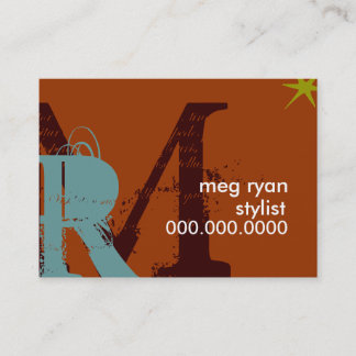 Initials Orange Chubby Appointment Card