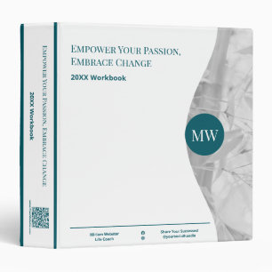 Initials Photo Teal Life Coach Workbook Binder