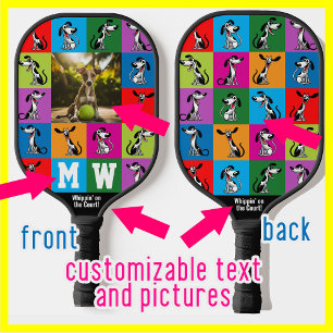Initials+photo + text Whippet Wack-a-Doodle Pickleball Paddle