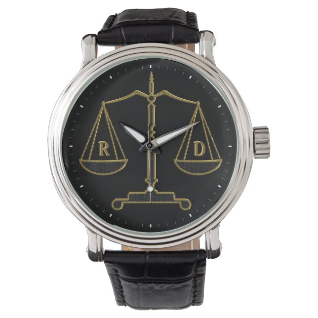 Initials Scales of Justice | Law Best Gifts Watch (Front)