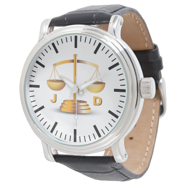 Initials Scales of Justice | Law Best Gifts Watch (Angled)