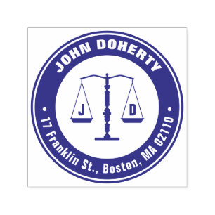 Initials Scales of Justice Round return address Self-inking Stamp