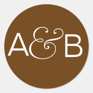 INITIALS STICKER SEAL BROWN WHITE