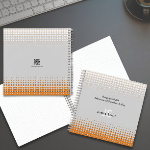 Initials Tagline Half Tone Grey Orange Promotional Notebook
