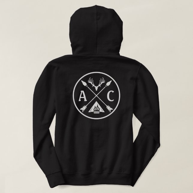 Initials with Antlers Crossed Arrows Hoodie (Design Back)