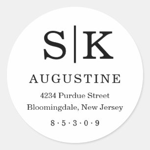 Initital Monogram Return Address Classic Round Sticker