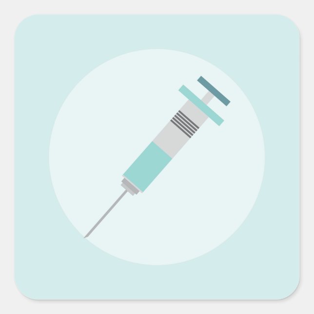 Injection Needle; Pastel Minty Green Square Sticker (Front)