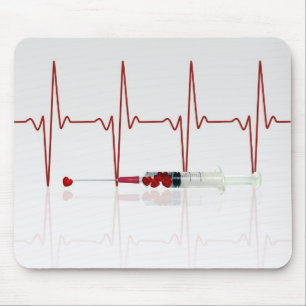 Injection with Red Hearts Mouse Pad