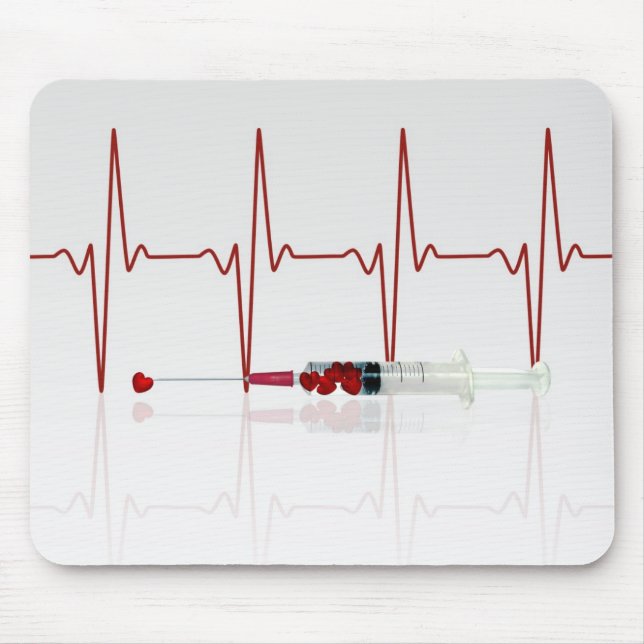 Injection with Red Hearts Mouse Pad (Front)