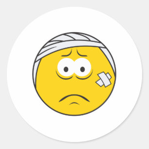 Injured Boo boo Face Classic Round Sticker